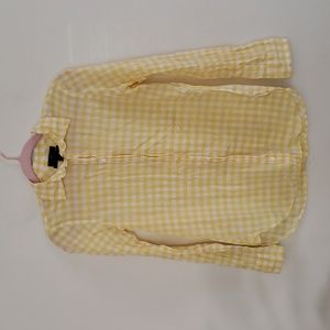 J Crew classic yellow check gingham airy, lightweight long sleeve button up.